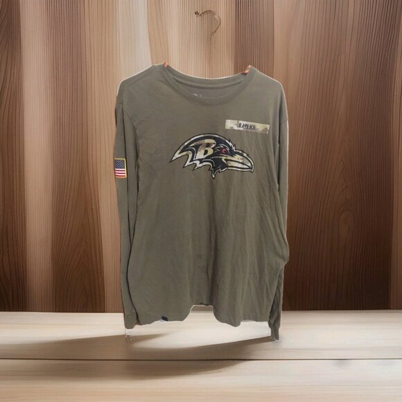 Nike NFL Baltimore Ravens Salute To Service Green Long Sleeve T Shirt Men’s L - Picture 1 of 8